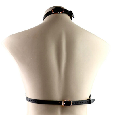 Leather Choker Collar Bra Harness