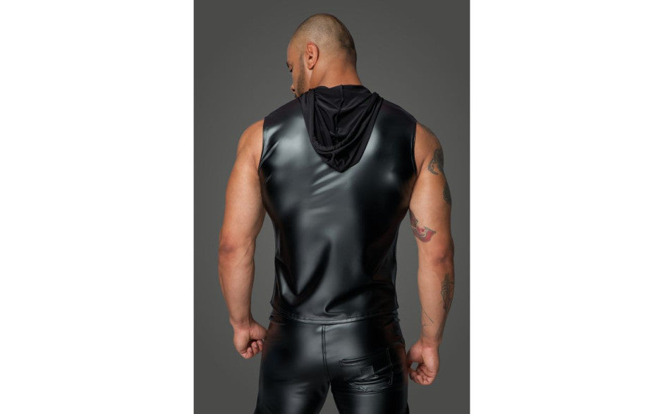 Power Wetlook Sleeveless Hooded Shirt w 2 Way Zipper
