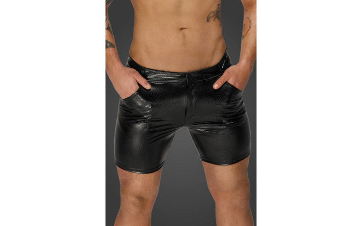 Snake Wetlook Mid Length Shorts with Back Pockets