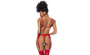 Red 3 Pc Set w/ Bralette, Garter Belt and Thong