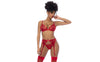 Red 3 Pc Set w/ Bralette, Garter Belt and Thong