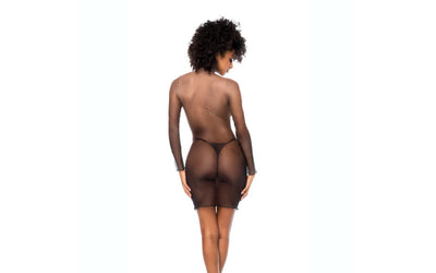 Stretch Mesh Long Sleeved Dress w Thong