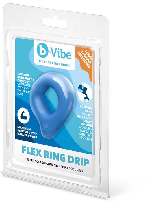 B-Vibe Flex Ring Drip – Silicone Cock Ring – Blue