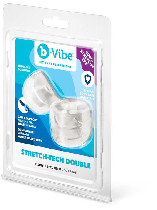 B-Vibe Stretch-Tech Double Barrel – Ultra Stretchy Cock Ring & Ball Stretcher