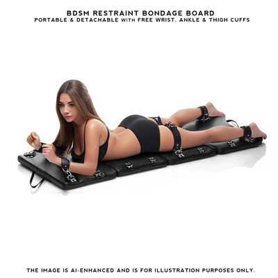 Multi Position Portable & Detachable BDSM Restraint Board with FREE Wrist, Ankle & Thigh Cuffs