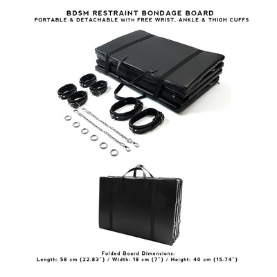 Multi Position Portable & Detachable BDSM Restraint Board with FREE Wrist, Ankle & Thigh Cuffs