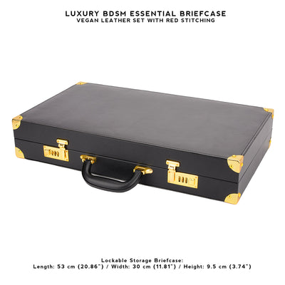 The Luxury BDSM Essential Briefcase (Vegan Leather with Red Stitching)