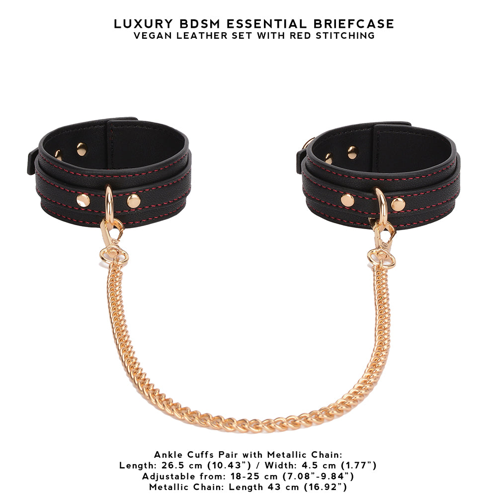 The Luxury BDSM Essential Briefcase (Vegan Leather with Red Stitching)
