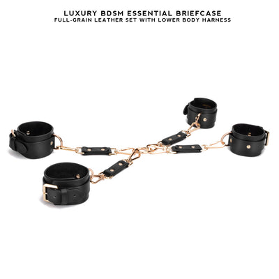 Luxury BDSM Briefcase (Full-Grain Leather) - 12 Piece Submissive Bondage Restraint Set