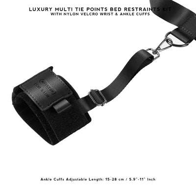 Luxury Multi Tie Points Bed Restraints Kit with Nylon Hook-and-loop fasteners Wrist & Ankle Cuffs