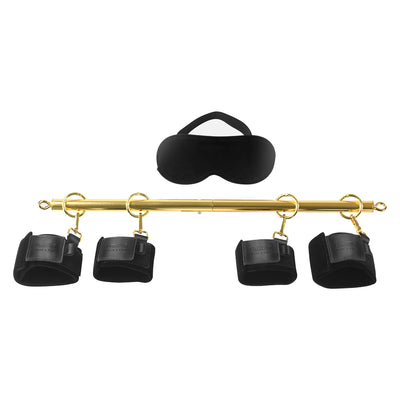 Luxury BDSM Stainless Steel Spreader Bar Set with Wrist & Ankle Cuffs and Blindfold