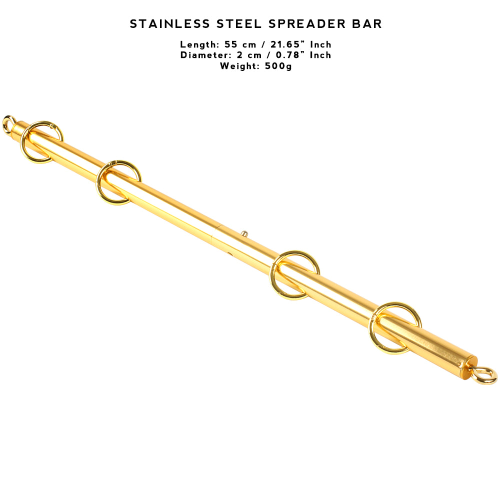 Luxury BDSM Stainless Steel Spreader Bar Set with Wrist & Ankle Cuffs and Blindfold