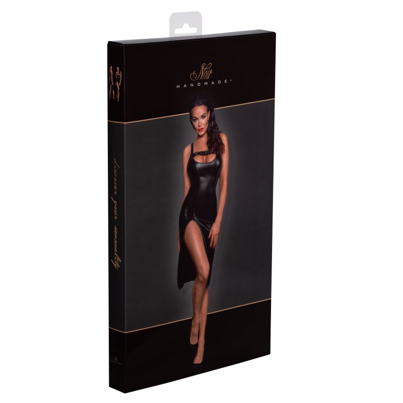 Power Wetlook Midi Dress w Front Zipper